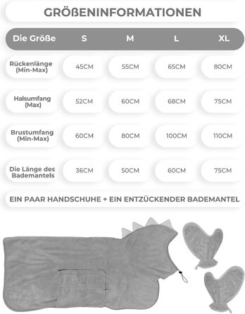 Рушник для собак з мікрофібри, халат для собак, швидковисихаючий, з регульованим коміром на липучці, для великих, середніх та маленьких собак/котів (Сірий, M)