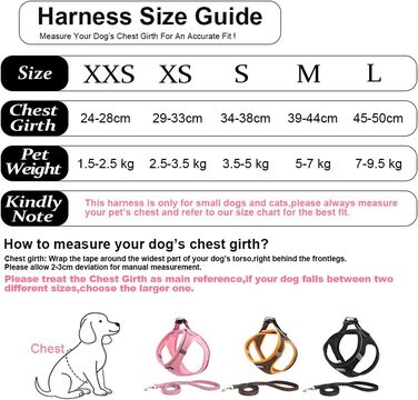 Нашийник для собак з повідком Anti-Pull, світловідбиваючий, для малих собак, кошенят, чорний, розмір M