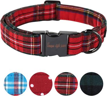 Комір для собак Unique Style Paws, регульований, м'який, зручний, клітинка, для малих, середніх і великих собак, обхват шиї 25,4–40,6 см