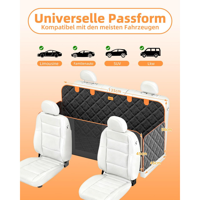 Накладка на сидіння автомобіля для собак, 100% водонепроникна, захист від подряпин, універсальна, з боковими захистами та віконцем для собаки