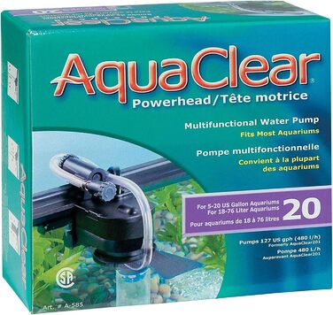 AquaClear Powerhead 20 – універсальна помпа для акваріумів 18–76 л, 4,5 Вт, для донного, швидкого та біофільтра, циркуляційна