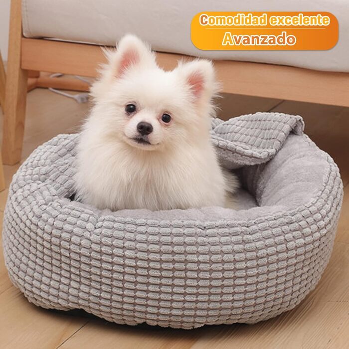 Ліжко для собак і котів PETCUTE, кругле плюшеве, м'яке, знімна кришка, для малих і великих порід, з антиковзною основою, придатне для прання