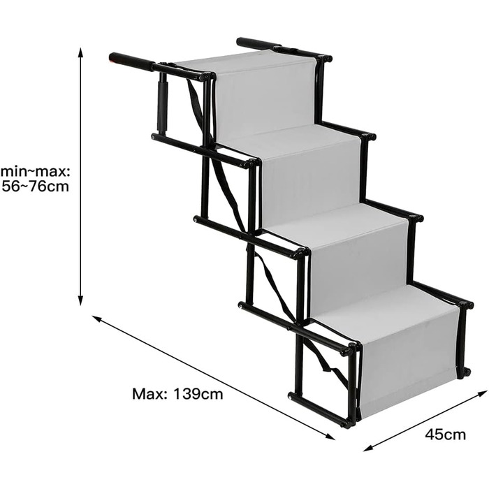 Сходинка для собак у багажник авто: захист суглобів, 4 сходинки, вантажопідйомність 75 кг, сірий колір