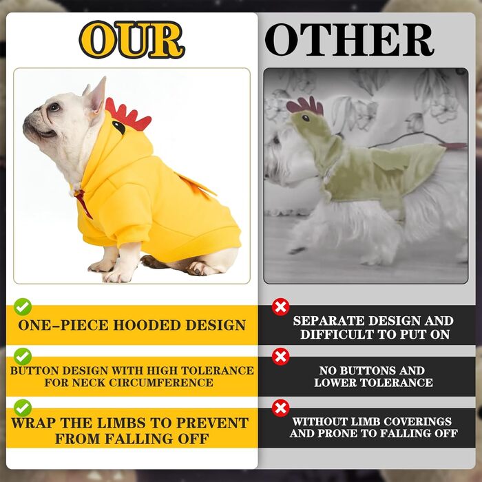 Костюм для собак EXPAWLORER у вигляді курки, косплей для малих, середніх та великих собак, костюм на Хелловін, м'який пуловер, світшот, кумедний халат з капюшоном для тварин, одяг для цуценят, котів, хлопчиків та великих собак