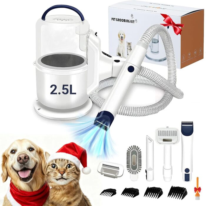 Пылесос для ухода за шерстью домашних животных, набор для груминга собак, 3 режима всасывания, объем контейнера 2,1 л, для сбора шерсти