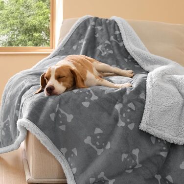 Водонепроникний коврик для собак BEDSURE великих порід - 152x127 см, миючий, з Sherpa Fleece, м'який, сірий (L 102x127)