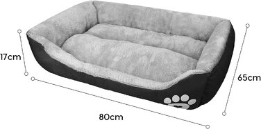 Ліжко для собак Lucky 70см, чорне: м'яке, затишне, для середніх собак, підходить для прання