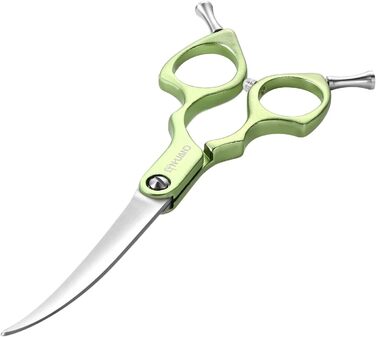 Професійна вигнута фен-ножиці для собак 16,5 см, 440C, нержавіюча сталь, з легким алюмінієвим руків'ям