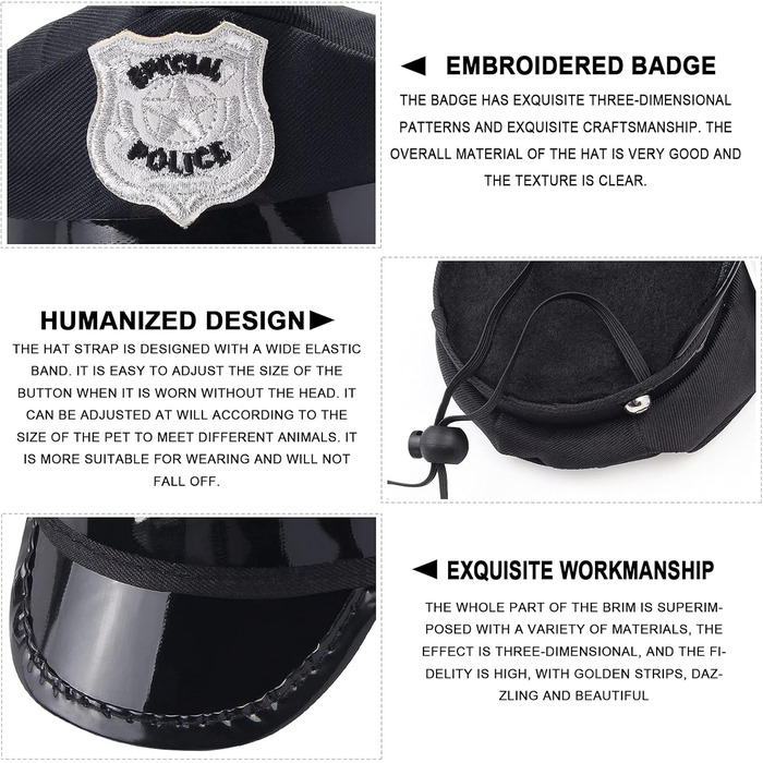 Костюм поліцейського для домашніх тварин Yewong: комплект аксесуарів для собак та котів (м'язка шапка, значок, сонцезахисні окуляри)