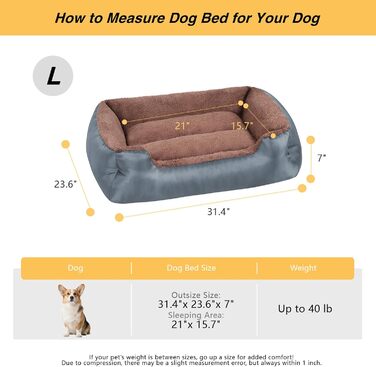 Ортопедичне ліжко для собак середніх порід, зручне, миюче, з неслизьким дном, сірого кольору. Розміри: 79.2 x 59.9 x 17.8 см