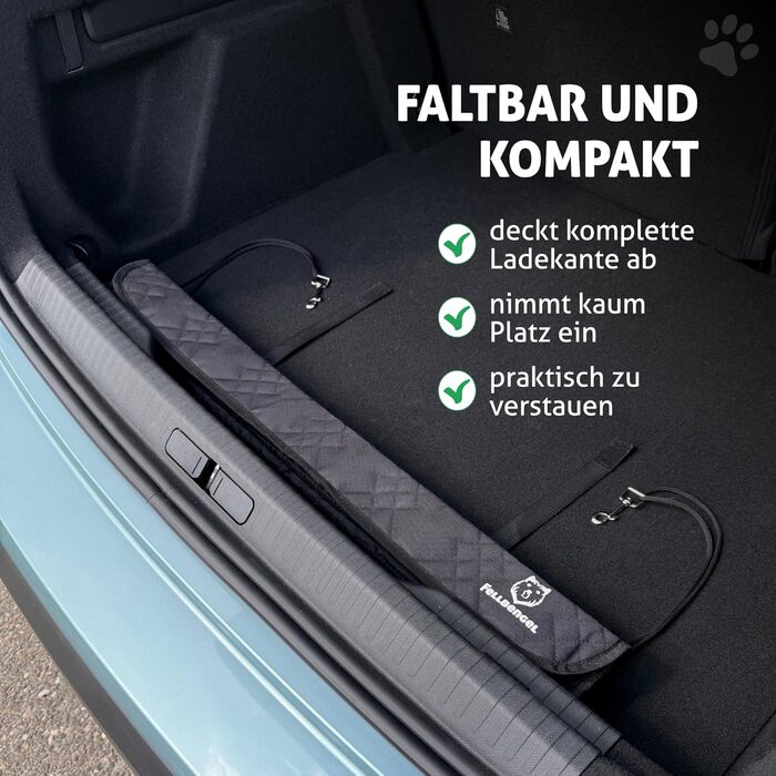 Захист краю багажника для автомобіля: міцний кріплення на липучці + гачки, захист для собак, килимок у багажник, захист краю багажника, ідеальна посадка, міцний матеріал, чорний колір