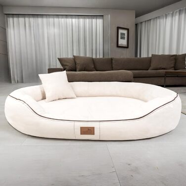 Ортопедичне ліжко для собак Tierlando® Marlon Nonplusultra з віскоеластичним матрацом, м'яким велюровим покриттям, 170x110 см, колір: кремовий