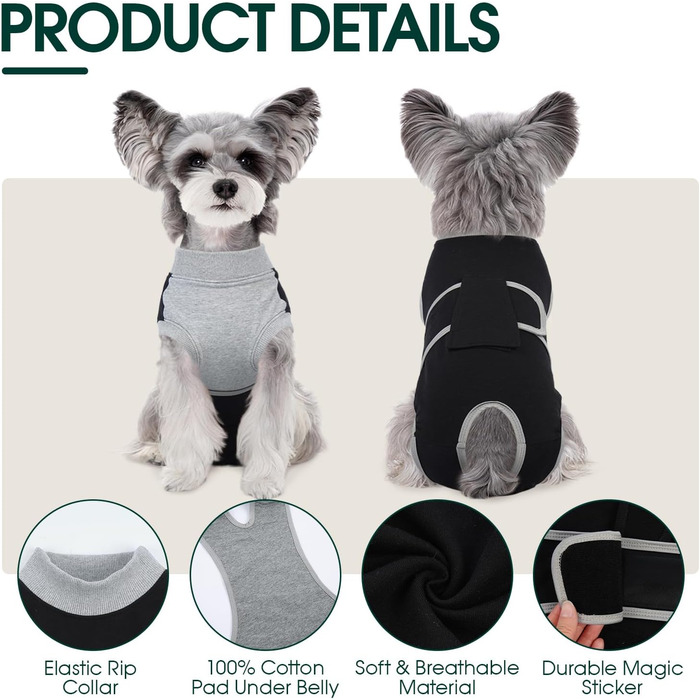 Захисний одяг Kuoser M для собак після операції (для сук та кобелів) – дихаючий захисний костюм, альтернатива електронному нашийнику. Розміри: спина 34-41 см, груди 49-59 см, чорний