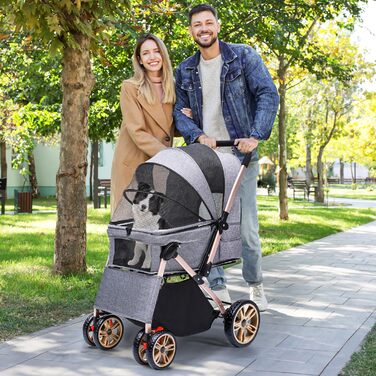 Візок для собак та котів YITAHOME, складаний, до 22 кг, сірий