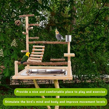 Ігровий майданчик для птахів з годівницями та підставкою, тренажер для папуг, колібрі, хвилястих поніків, ара