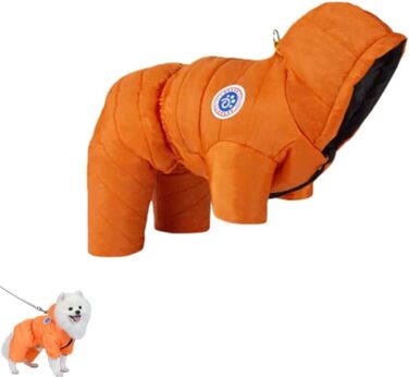 Зимова тепла куртка для собак, водонепроникна та вітрозахисна, для маленьких та середніх собак (Помаранчевий, S)