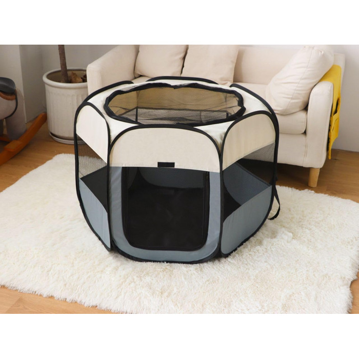 Клітка-переноска для цуценят та дрібних тварин, розкладний вольєр для собак, котів та інших дрібних тварин. Водонепроникний вольєр з Оксфордської тканини з сумкою для перенесення (зелений, L(110x110x0cm))