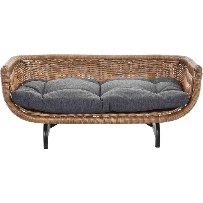 Корзина для собак та котів Retro Design, XL, з подушкою, ротанг, світло-коричневий