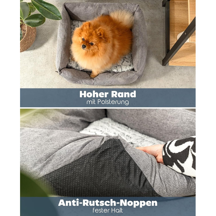 Крісло-лежанка для собак та котів Lionto з м'яким двостороннім подушкою, 60x50 см, сірого кольору