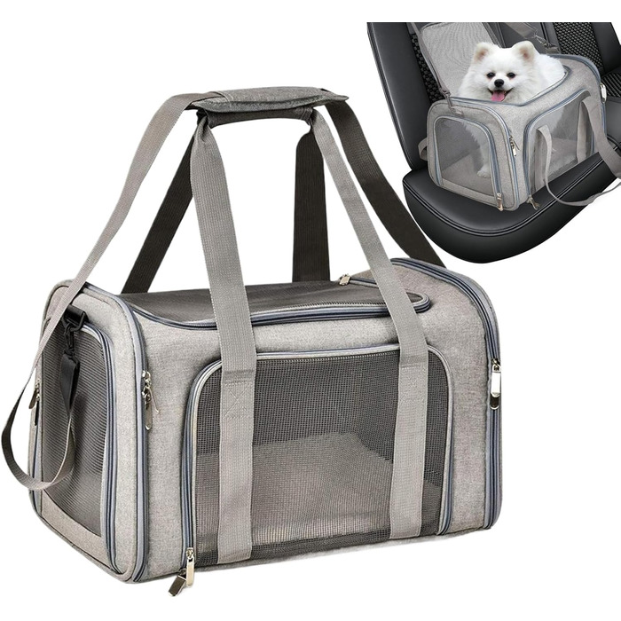 Траспортер для котів та маленьких собак, складаний, для подорожей, сірий