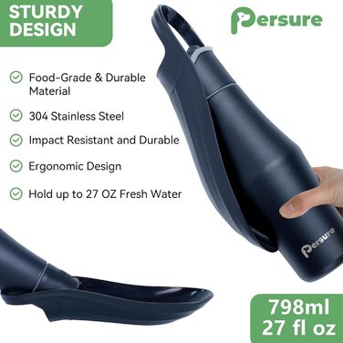 Водяна пляшка для собак, 765 мл, нержавіюча сталь, без витоку - ідеально для прогулянок, подорожей та активного відпочинку