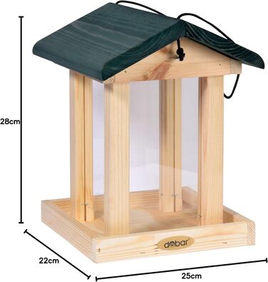Годівниця для птахів Dobar® 21097e з шиферним дахом, з масиву дерева, велика годівниця, зелена