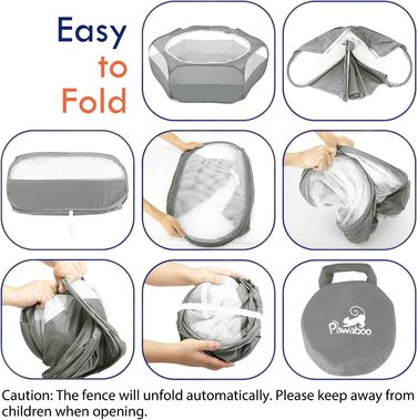 Pawaboo: Переносне вольєр для дрібних тварин - кроликів, котів, собак, хом'яків. Сітчаста переносна клітка з водонепроникним дном та блискавкою - сірого кольору