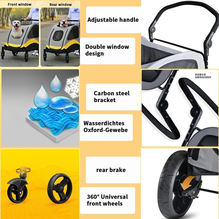 Візок для собак та котів 2-в-1 Boxer SmartSpace: великий об'єм, 600D Oxford, вантажопідйомність до 60 кг