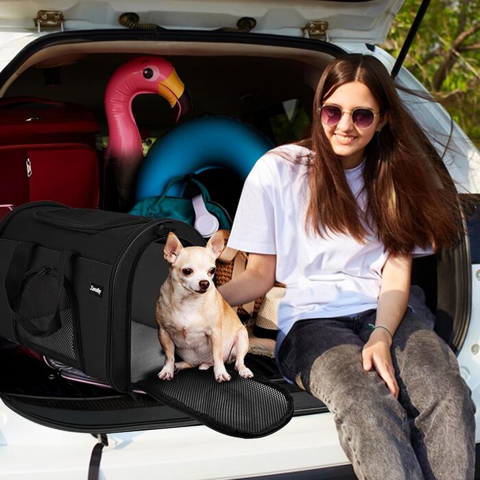 Транспортна переноска для котів та собак, дихаюча та складна, переноска для котів з регульованим плечовим ременем, знімна подушка