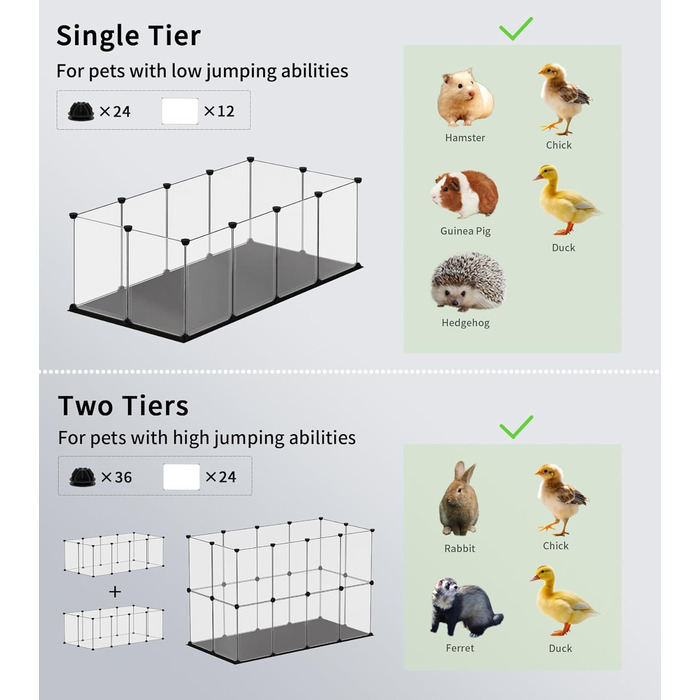 Клітка-манеж для дрібних тварин FunHola, клітка для морських свинок з вологостійким килимком, 12 панелей, манеж для хом'яків, їжаків, для використання в приміщенні та на вулиці, пластиковий забір, розмір 123,2 x 63 x 40,9 см