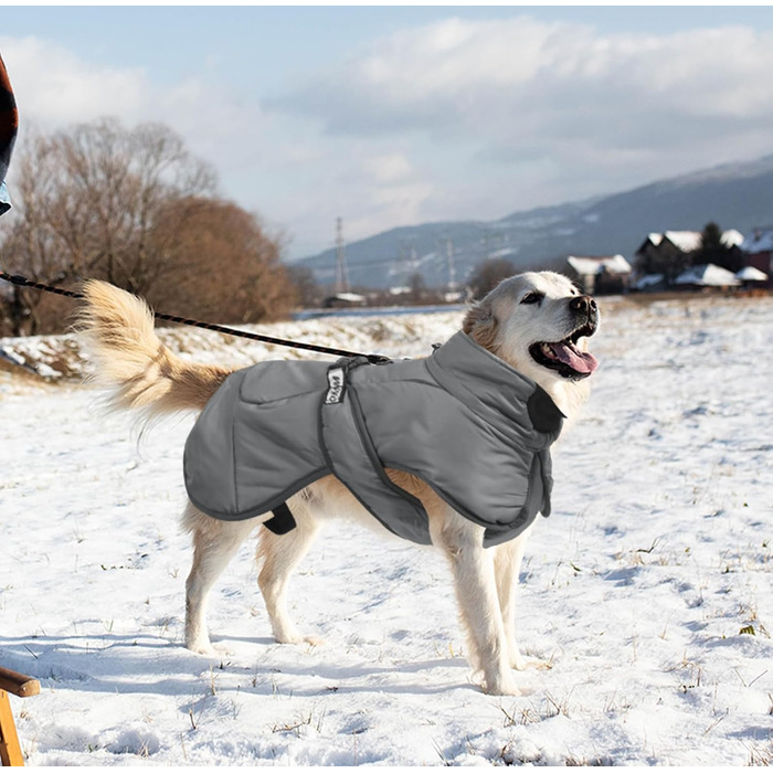 Водонепроникна тепла куртка-жилет для собак великих та середніх порід, 4XL, сірий колір
