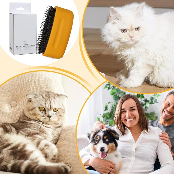 Щітка для котів та собак для видалення шерсті | Догляд за шерстю | Аксесуари для довгошерстих кошенят та собак | Домашній та зовнішній догляд, купання. Білий (Жовтий)