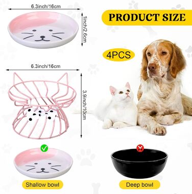 Станція для годування котів Sunnyray, 4 шт., керамічні годівниці з підставкою, анти-блювотний дизайн, для собак та домашніх тварин