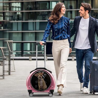 Рюкзак для тварин PETCUTE, рожевий: комфортний перенос для собак та котів до 7.5 кг, з виймальною підстилкою та преміум-колесами