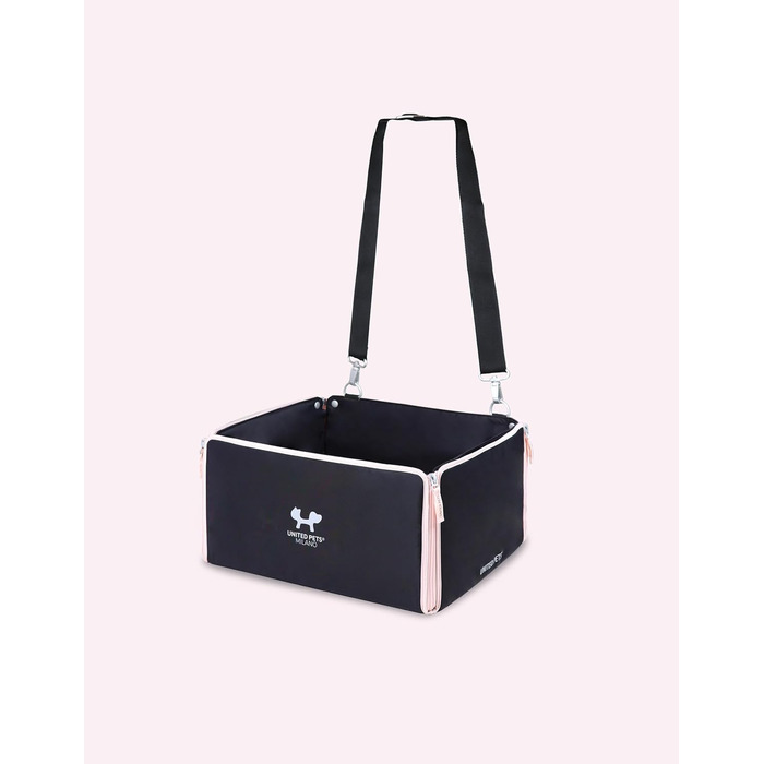 Транспортна переноска для собак UNITED PETS | Знімне миття інтер'єр | Чорно-рожевий | Складана | Універсальна для всіх авто | Переноска для тварин | Коробка для подорожей