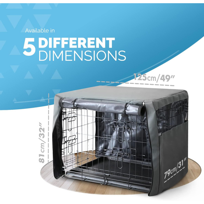 FurDreams чохол на клітку для собак XXL 122 см, вітрозахисний, з 2 дверима (передня та бічна), дихаюча сітка, для дресирування цуценят, міцний матеріал
