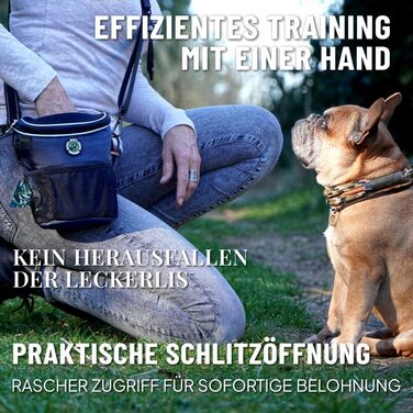 Сумка для ласощів для собак GIZZY® Original з капюшоном від дощу | Сумка для ласощів на одні руки | Ідеальна для дресирування та виховання цуценят | Сумка для прогулянок з собакою [Блакитна] Блакитно-L (з капюшоном)