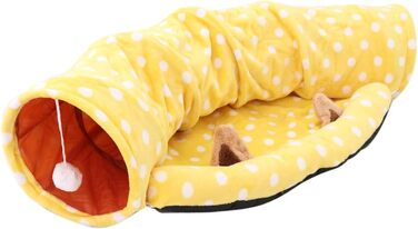 Туннель-ліжко для котів Tubayia, жовтий - іграшка-лежанка для домашніх тварин