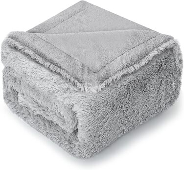 Водонепроникний плед для собак, плюшевий та м'який, великий розмір - 152x127 см, довгий плюш, миючий, двосторонній, з матеріалу Sherpa Fleece, захисний плед для собачого ліжка, сірий (M(102x72 см))