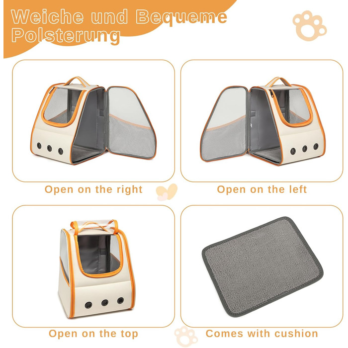 Рюкзак для кота/собаки Dogat, складаний, для перевезення тварин, помаранчевий+білий