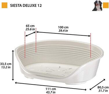 Крізьло для собак та котів Ferplast Siesta Deluxe, пластикове, середнє, миється, 62 x 41 x 23,5 см, темно-сірий, XXL
