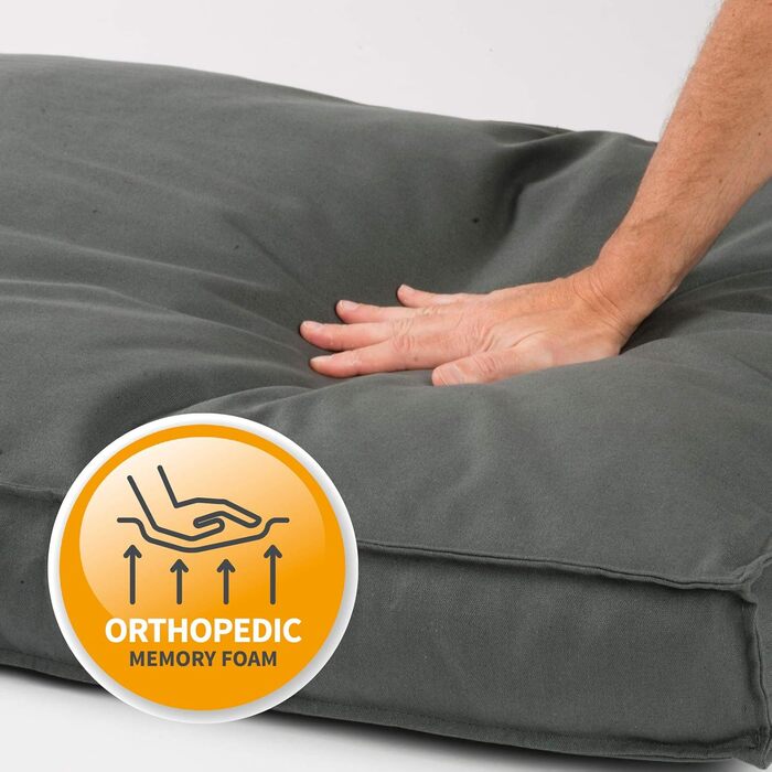 JAMAXX Преміум подушка для собак - ортопедична, з пінополіуретановими гранулами, знімний водонепроникний чохол, собаче ліжко з канвас-чохлом PDB1007 (S) 65x50 сірий, розмір L 65 x 50 x 30 см сірий