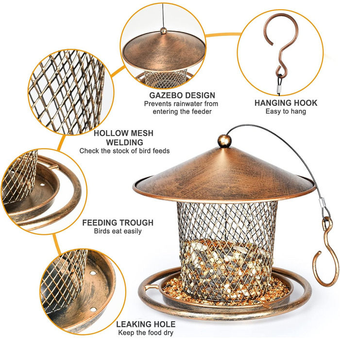 Годівниця для птахів у вигляді даху, захищена від білок, металева, 900 г, чорна/синя