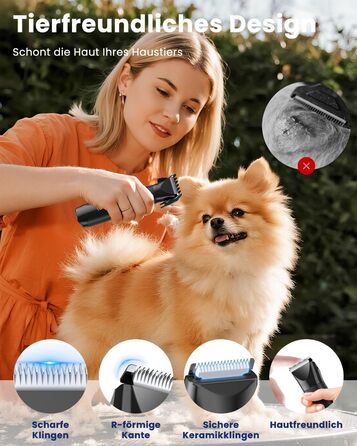 Набір для стрижки собак 4-в-1: машинка, триммер для лап, безпечний точило для кігтів. Тиха та акумуляторна машинка для тіла, обличчя та лап собак та котів