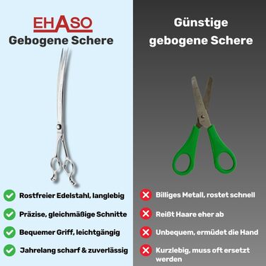 Професійна вигнута ножиця для собак EHASO | 23 см | Висока якість, Solingen | Довговічна