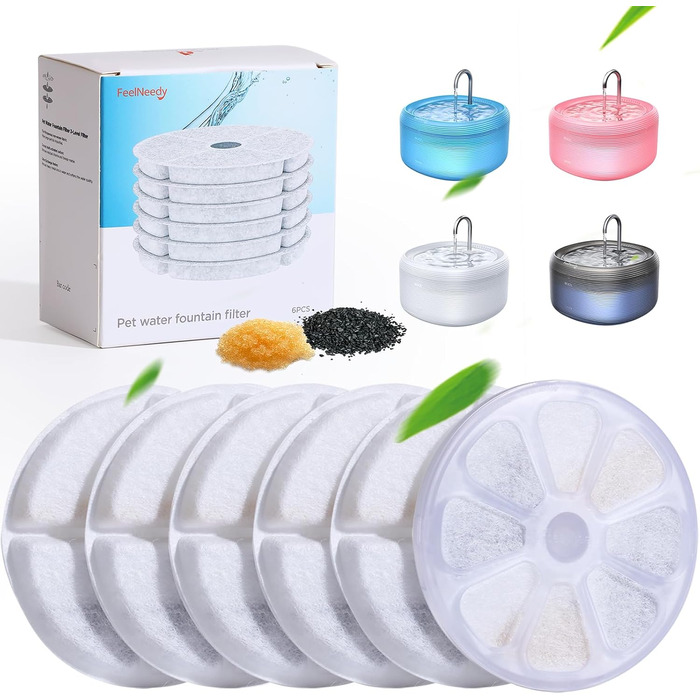 Фонтанчик для котів FEELNEEDY 3.2L, тихий, 2 режими потоку, чорний, з адаптером та 3 фільтрами (E-6)