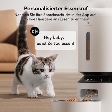 Автоматична годівниця для котів і собак PETLIBRO 5 л з Wi-Fi, керування через додаток, 5G, датчик рівня корму, захист від блокування, до 10 годувань на день, запис голосу, з мискою з нержавіючої сталі, нова модель