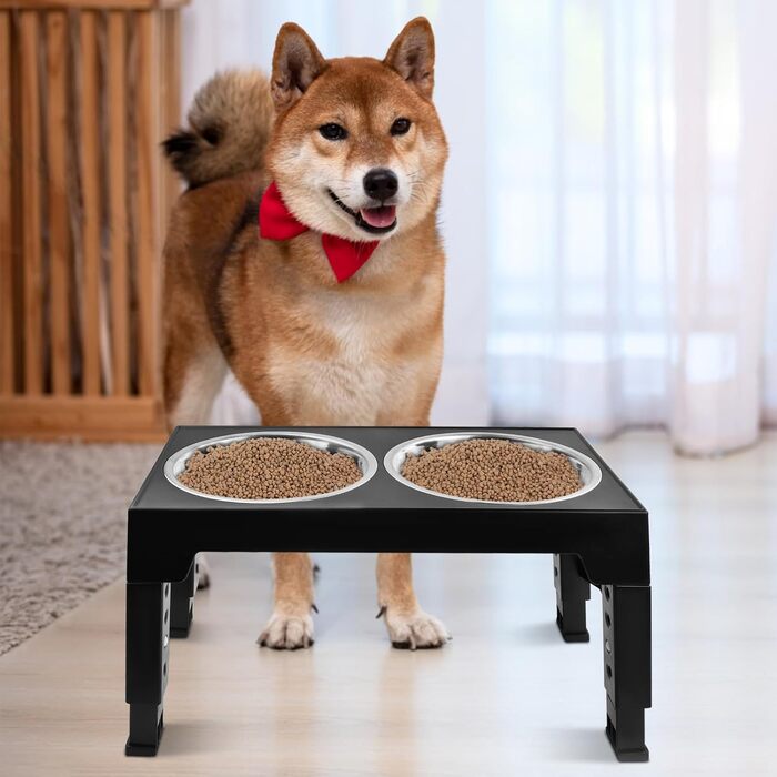 Підвищена годівниця для собак та котів, складна, регульована по висоті, для маленьких, середніх та великих порід