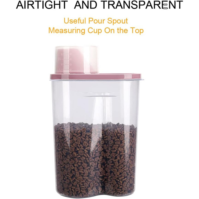 Контейнери для корму для тварин GreenJoy (2 шт.) 0,9 кг/2,5 л з мірним стаканчиком, кришками та мискою для собак та котів, водонепроникні, BPA-free (блакитний та рожевий)