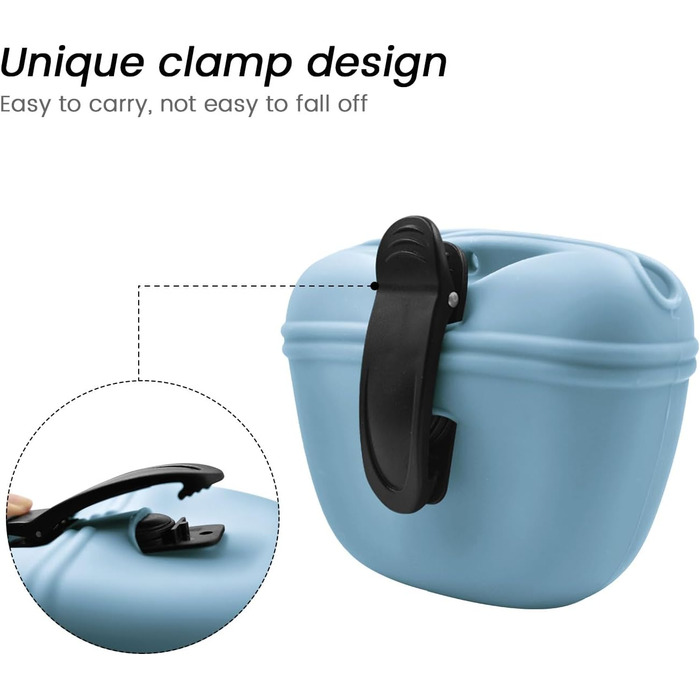 Сумка для корму для собак AUDWUD з силікону, портативний контейнер для тренувань з кліпсою та магнітною застібкою (1 шт, Шiefer)